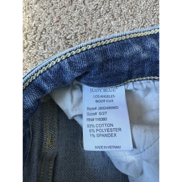 Judy Blue Women's 5/27 Raw Hem Bootcut Jeans Light Wash Denim High Waist - Picture 4 of 9